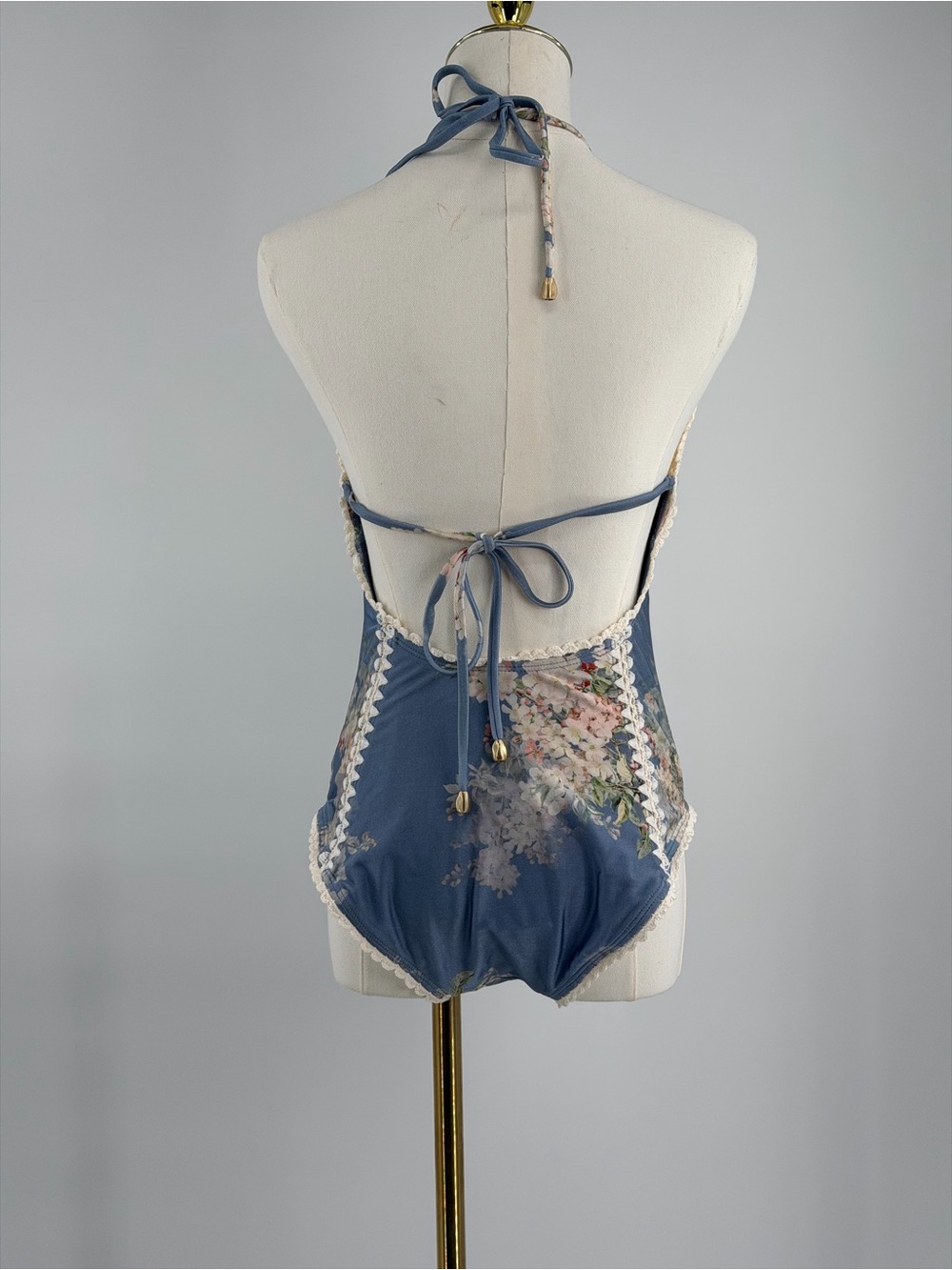🆕 ZIMMERMANN 🧿 NWT Cascadian Crochet Keyhole Cutout Swimsuit, Blue - Sz 3 US10 - Picture 6 of 14